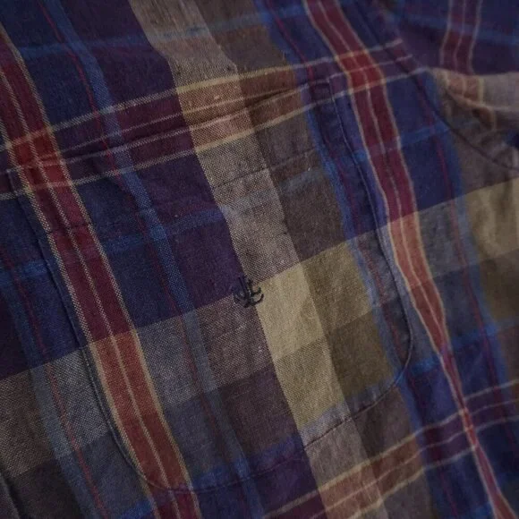 Lauren Ralph Lauren Purple Maroon Plaid Linen Blend Button Up Shirt M - Picture 12 of 12